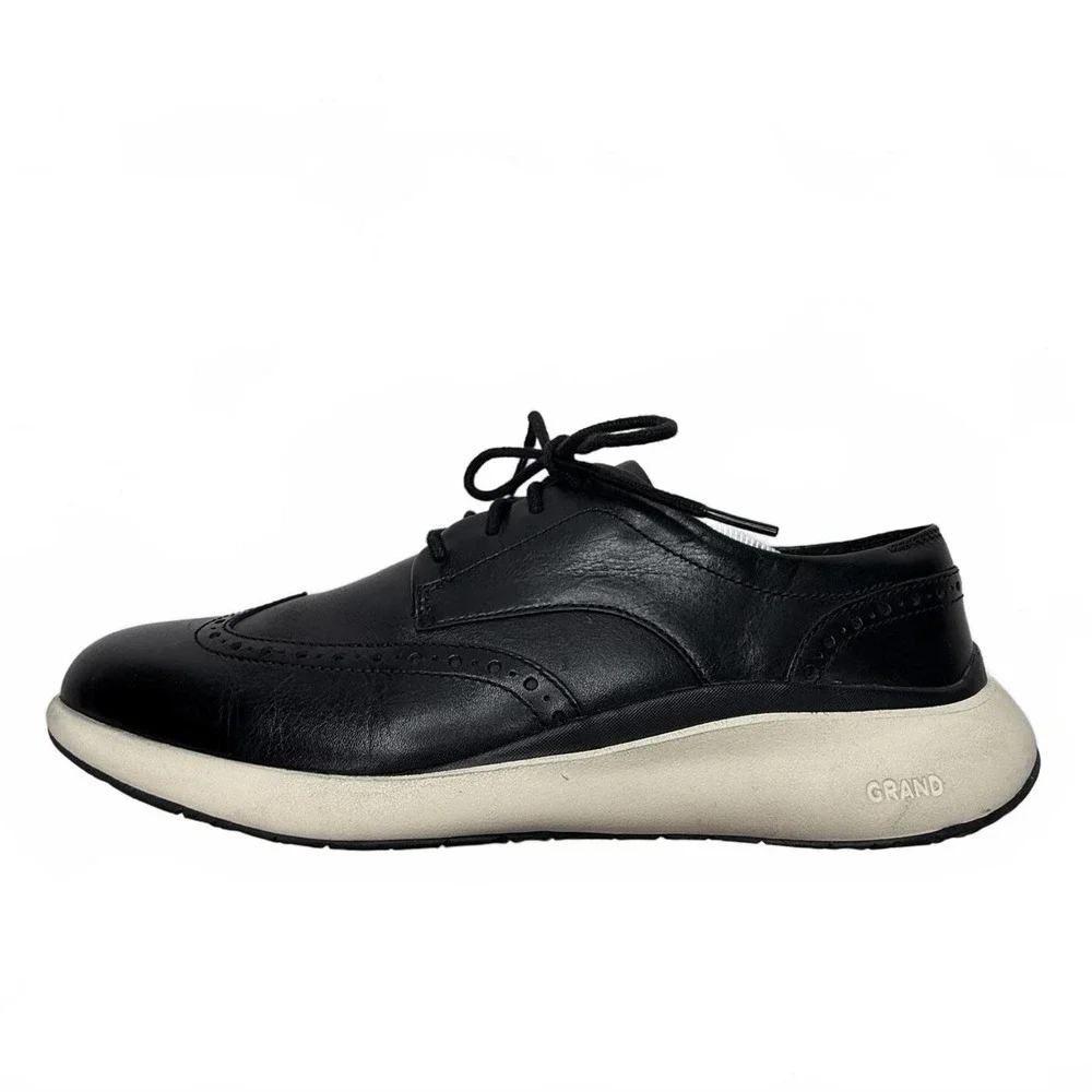 Men's Black Leather Cole Haan Grand Wingtip Oxford Dress‎ Shoes size 9